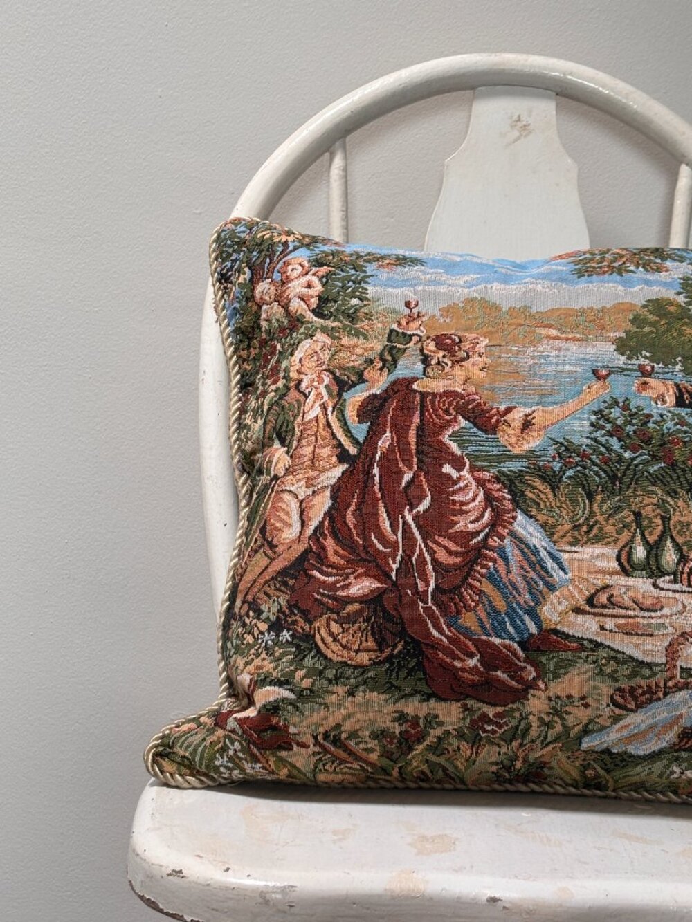 Vintage Gobelin Woven Tapestry Throw Cushion
